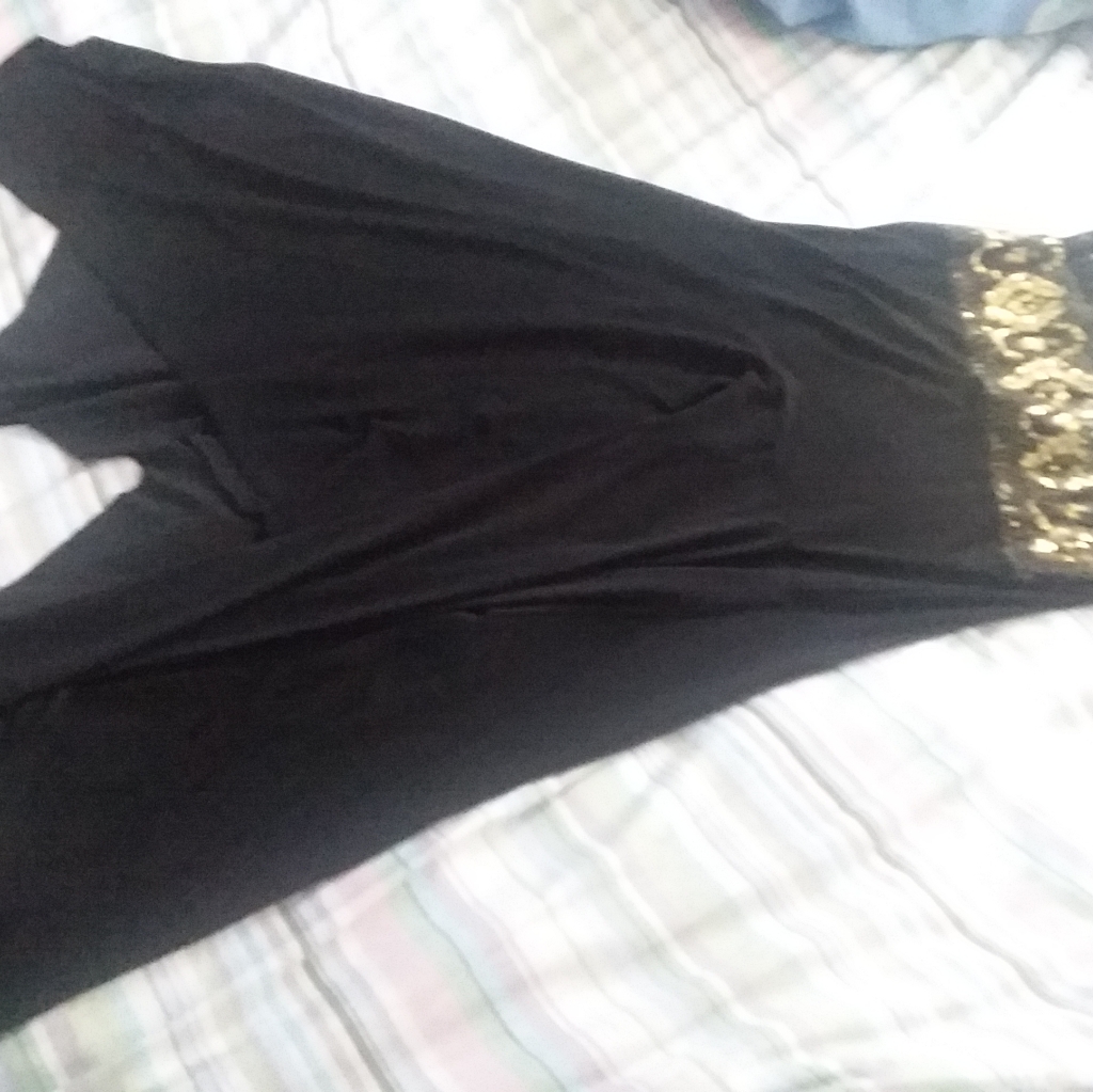 Co-Me Como Long Black/Gold Evening Gown (L)